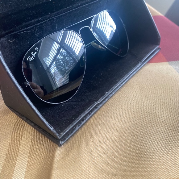 Black Polarized Aviator Ray-Ban Sunglasses main image 8